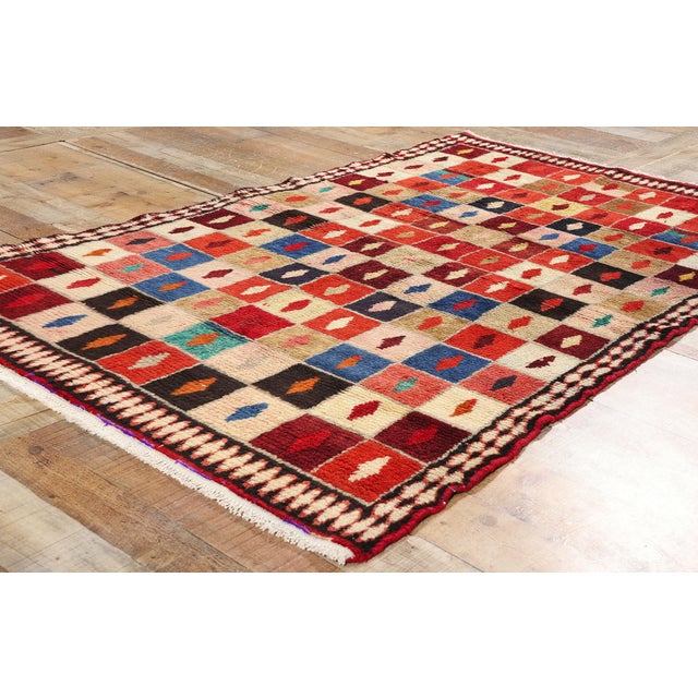 Textile Vintage Persian Lori Checkerboard Rug - 04'01 X 06'01 For Sale - Image 7 of 9