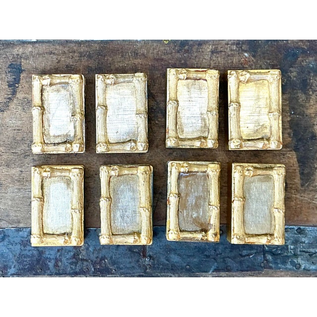 Vintage Gilt Bamboo Table Setting Personal Match Strikes - Set of 8 For Sale - Image 4 of 12