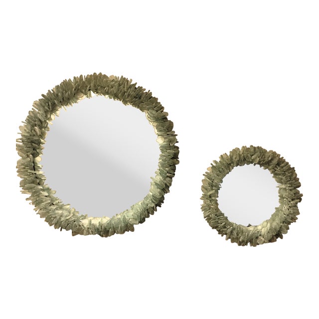 Palecek Seaglass Mirrors- Set of 2, Large and Small For Sale