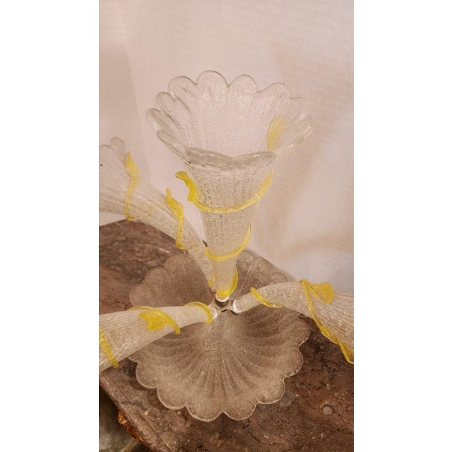 Mid 20th Century Mid 20th Century Coralene Art Glass Epergne With Flour Flutes For Sale - Image 5 of 9