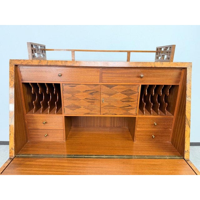 Art Deco Walnut Burl Secretary Desk from Adolf Gustav Schneck, 1924 For Sale - Image 9 of 18