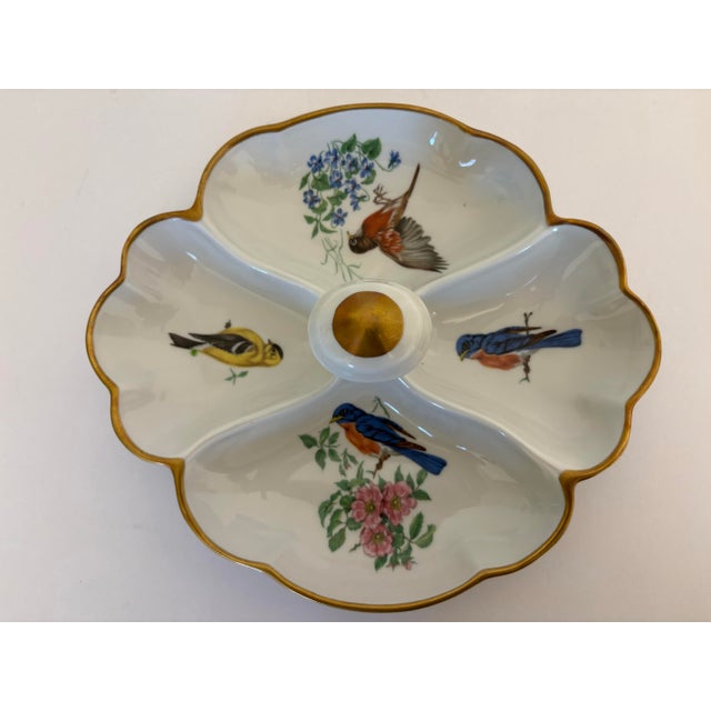 Metal 1940’s Limoges, France Divided Porcelain Dish Trimeed in 24k Gold For Sale - Image 7 of 7