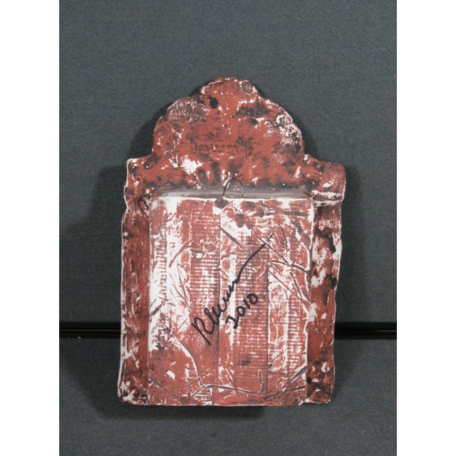 Red Artist-Signed Folk Art Plaster Heart Wall Sculpture, “In My Life,” 2010 For Sale - Image 8 of 8