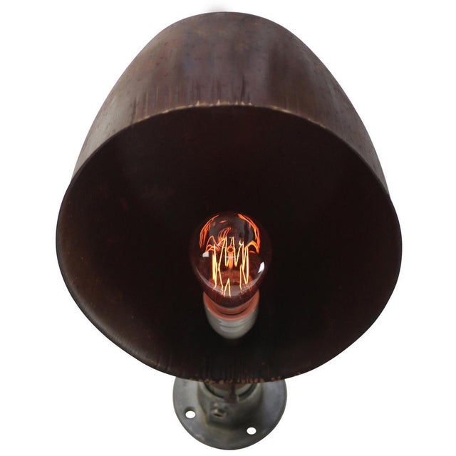 Mid-Century Modern French Industrial Wall Sconce Light in Rust Iron For Sale - Image 6 of 7