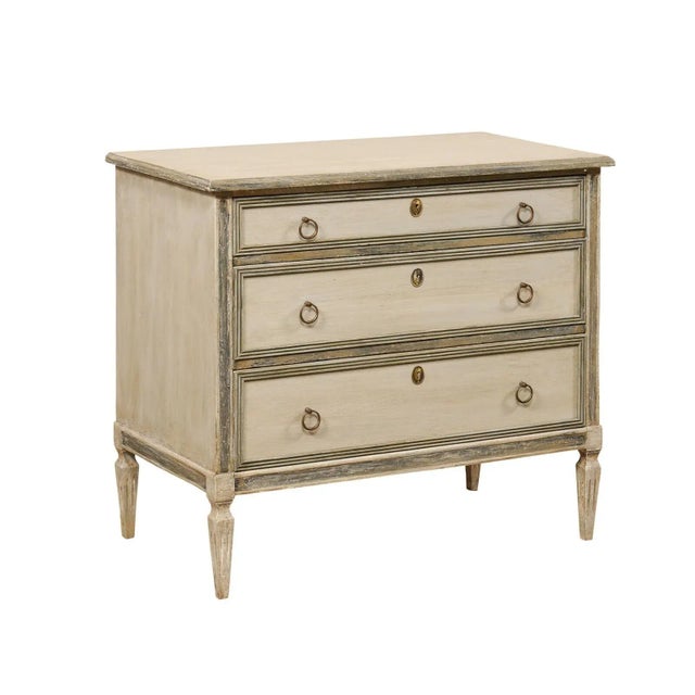 Mid 20th Century Swedish Gustavian Style Painted Wood Chest For Sale - Image 12 of 12