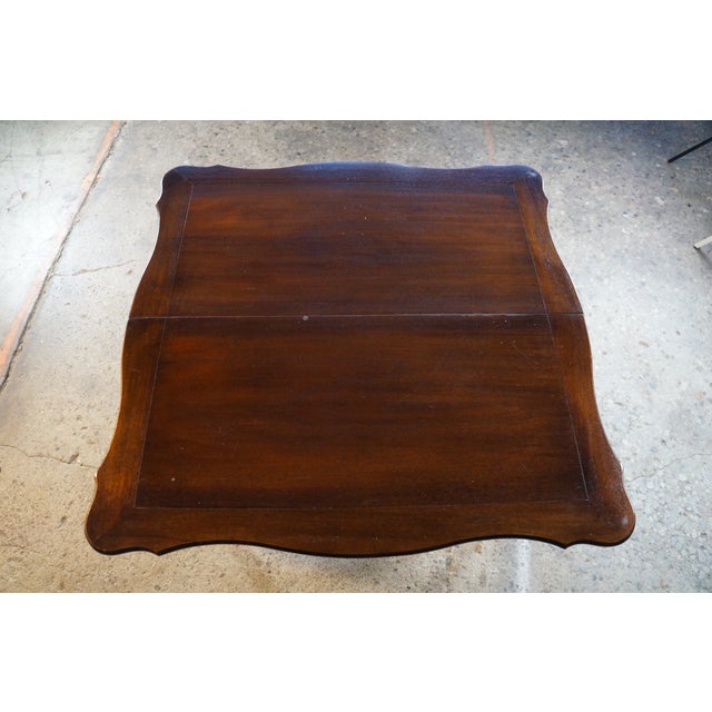 Vintage Hekman Georgian Style Mahogany Flip Top Game Card Hall Console Table For Sale - Image 14 of 17