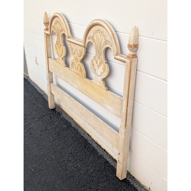 Wood Vintage John Widdiecom Whitewashed Boho Chic Style Full Size Headboard For Sale - Image 7 of 8