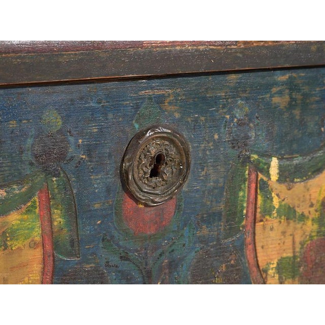Blue Indigo Blue Antique Bridal Trunk, 1850s For Sale - Image 8 of 18