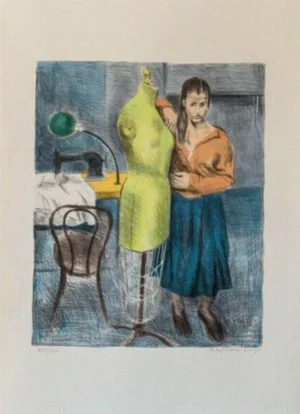 1980s Raphael Soyer "Seamstress 1" Color Print