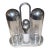 Mid 20th Century Alessi Condiment Service 5070 Design Ettore Sottsass Stainless Steel & Glass Memphis Design - 4 pcs with Holder For Sale