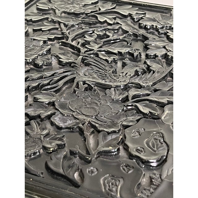 Chinese Black Lacquered Display Stand, Hardwood, Hand Carved, Rectangular, Early 20th C. For Sale - Image 11 of 18