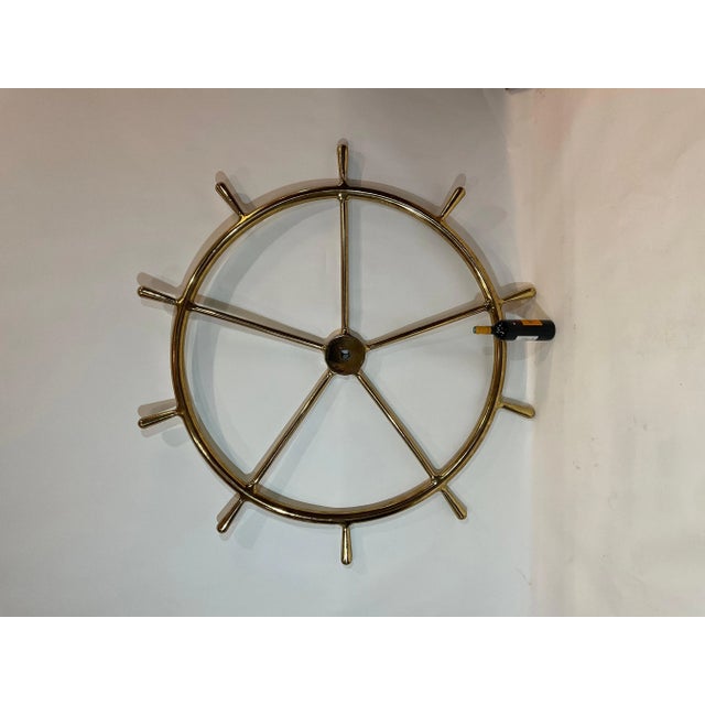 Metal Massive Solid Brass Ships Wheel For Sale - Image 7 of 12