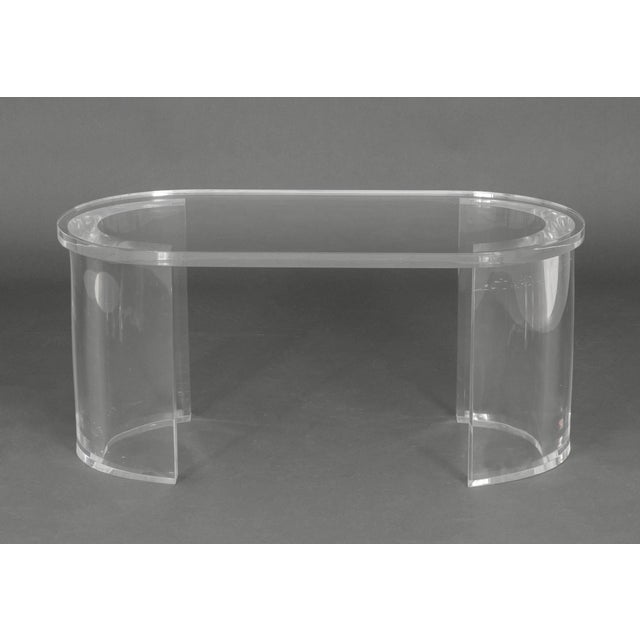 Modern Clear Acrylic Geometric Design Coffee Table For Sale In New York - Image 6 of 7