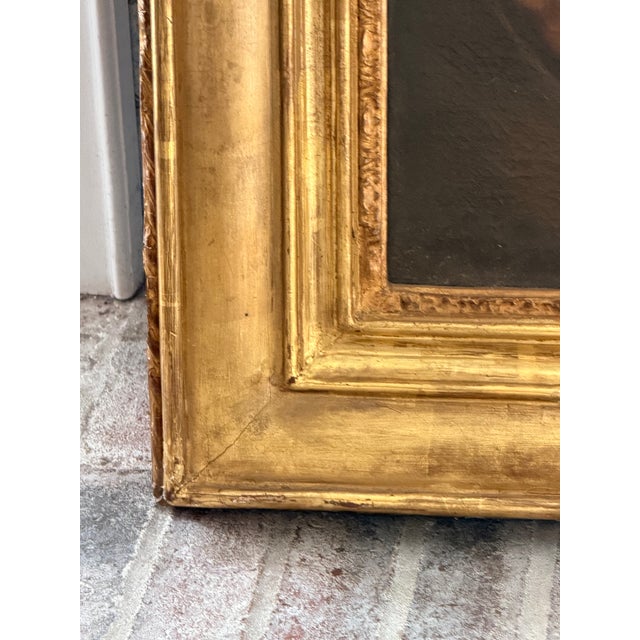 Large Classical Allegorical Artist Cherub Oil Painting in Giltwood Frame For Sale - Image 10 of 11
