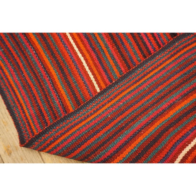 Mid-20th-Century Turkish Decorative Stripe Modern Handwoven Kilim Rug For Sale In New York - Image 6 of 6