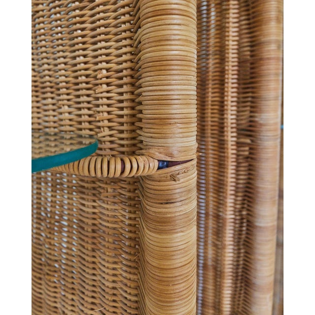 1960's French Rattan and Glass Shelf in the Manner of Louis Sognot For Sale - Image 12 of 17