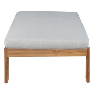 Paradiso Outdoor Teak Chaise - Gray Fabric For Sale