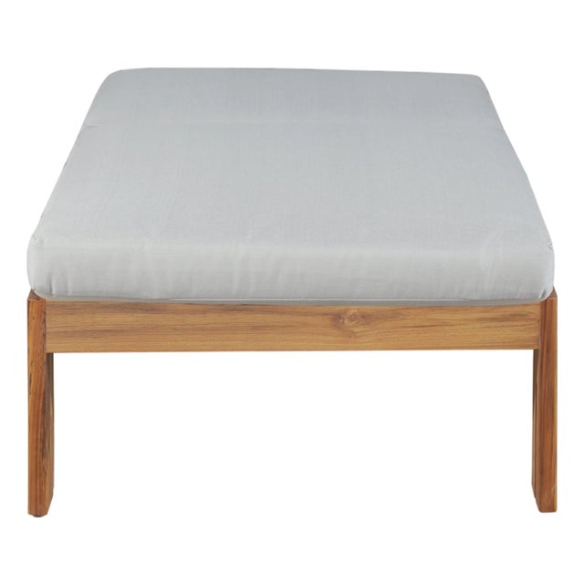 Paradiso Outdoor Teak Chaise - Gray Fabric For Sale