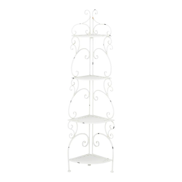 Turuca 4 Tier Corner Shelf - Antique White For Sale