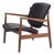 FD136 Lounge Chair in Black Leather and Teak by Finn Juhl, France, 1960s For Sale