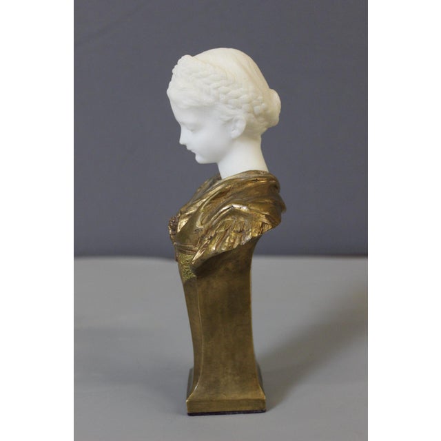 Bust of a Young Woman in Bronze and Marble by Vordormayer For Sale - Image 3 of 13