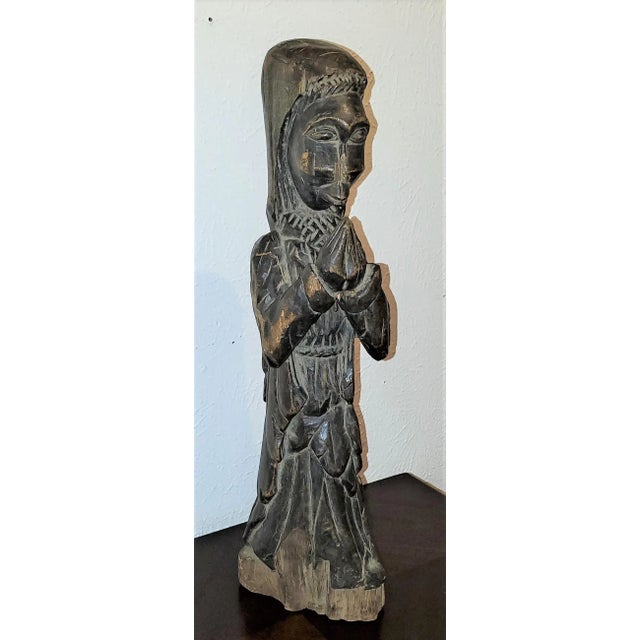 Vintage African Carved Wooden Nun For Sale - Image 11 of 11