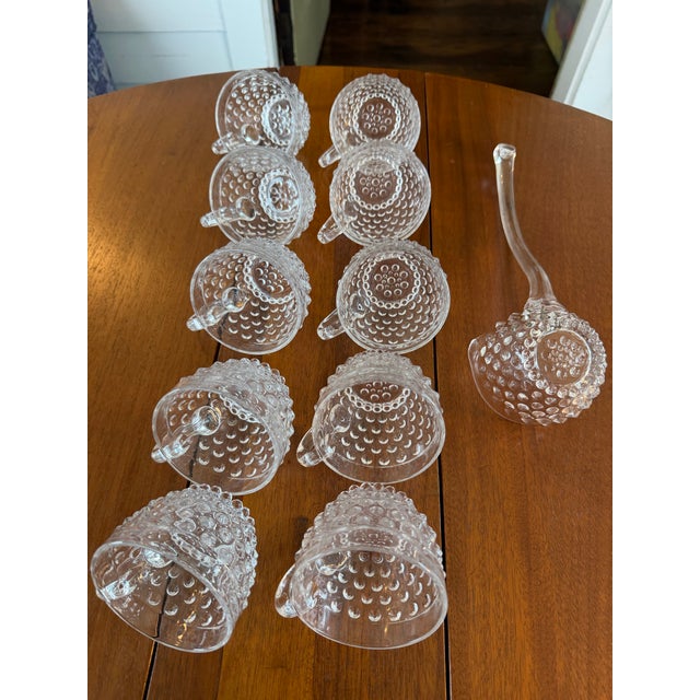 Glass Early 20th Century Duncan & Miller Hobnail Punch Bowl Set - 12 Pieces For Sale - Image 7 of 12