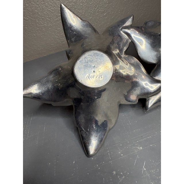 Mid-Century Modern Vintage Bruce Fox Cast Aluminum Double Ivy Leaf Bowl For Sale - Image 3 of 8
