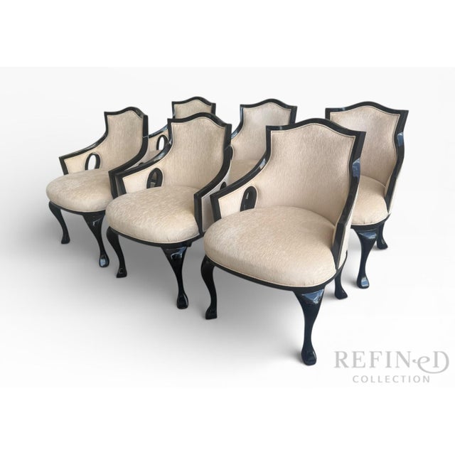 Barbara Barry Set of Six Ebonized Dining Armchairs, Attributed to Ralph Lauren Collection for Henredon For Sale - Image 4 of 14