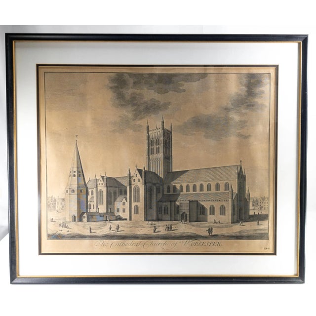 18th Century Architectural Copper Plate Engraving Print of Worcester Cathedral For Sale - Image 10 of 10