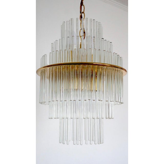 Vintage Glass 5-Light Rod Chandelier by Gaetano Sciolari, 1960s For Sale - Image 6 of 9