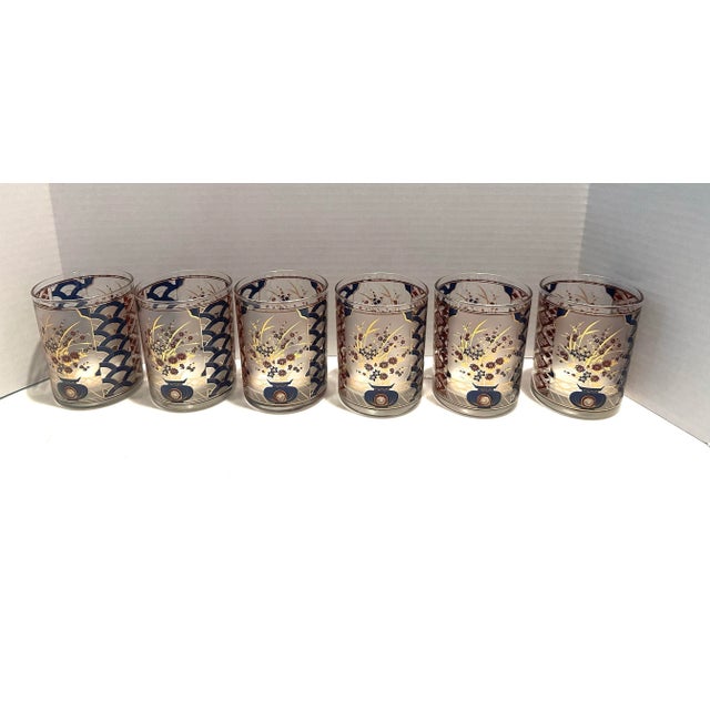 Mid-Century Modern MCM Culver Imari Double Old Fashion Glasses Set of 6 For Sale - Image 3 of 5