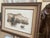 Beautiful vintage framed Asian harbor scene artwork featuring traditional fishing boats resting on calm waters with a...