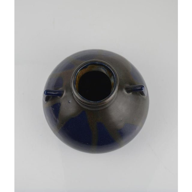 Art Deco Blue Glazed Stoneware Vase by Léon Pointu, France 1920s For Sale - Image 3 of 14