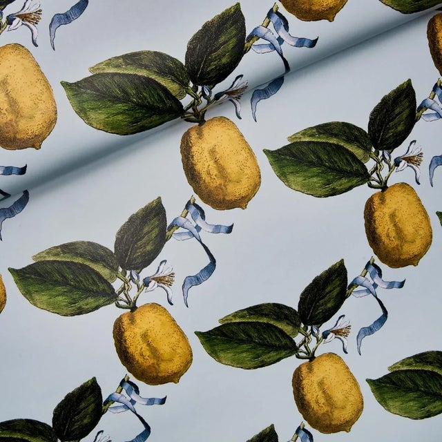 Schumacher Schumacher x Johnson Hartig Le Citron Wallpaper in Sky For Sale - Image 4 of 5