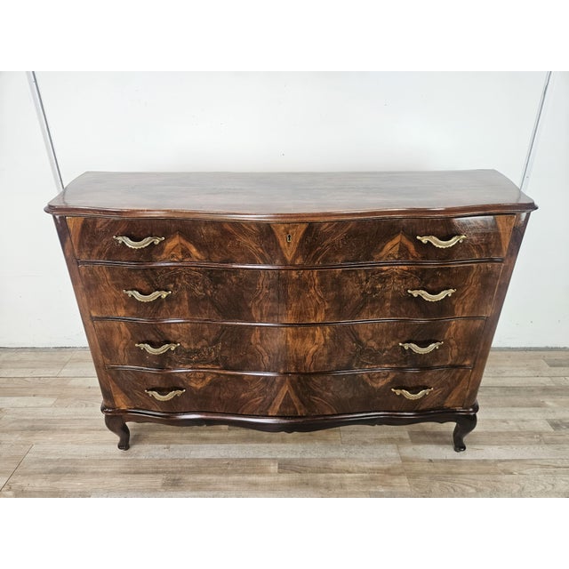 Chippendale Chest of Drawers in Walnut Burl, 1940 For Sale - Image 4 of 18
