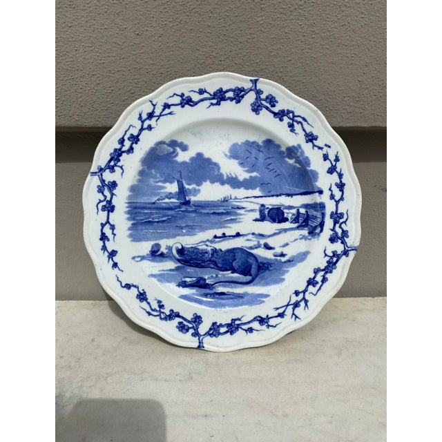 Ceramic English Blue & White Plate Rat Brown Westhead and Moore, Circa 1890 For Sale - Image 7 of 7