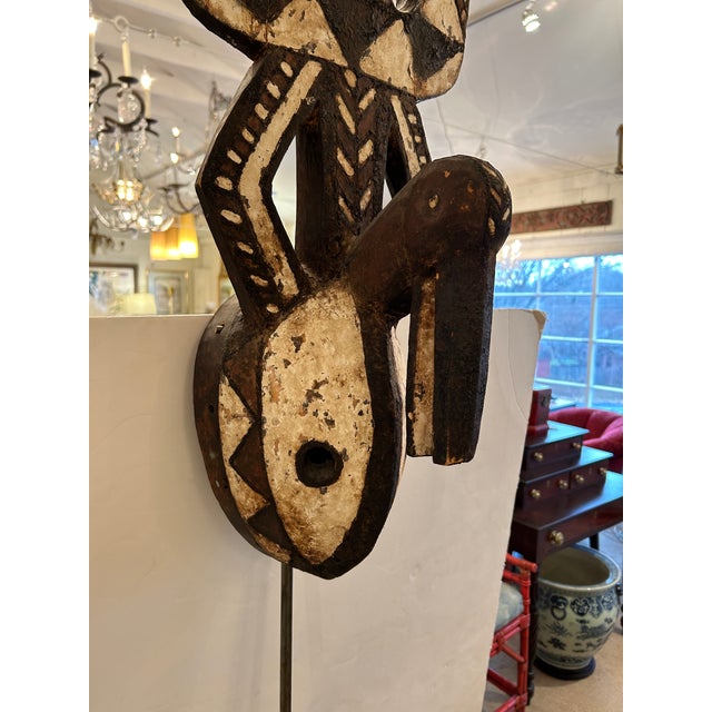 Collection of African Carved Wood Masks on Tall Custom Iron Stands For Sale - Image 16 of 16