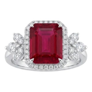 Natural Ruby 5.54cts & Diamond 0.73cts Ring in 18k Gold For Sale