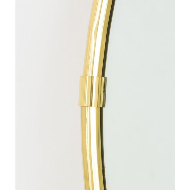 Contemporary Modern Brass Framed Oval Mirror For Sale - Image 3 of 7