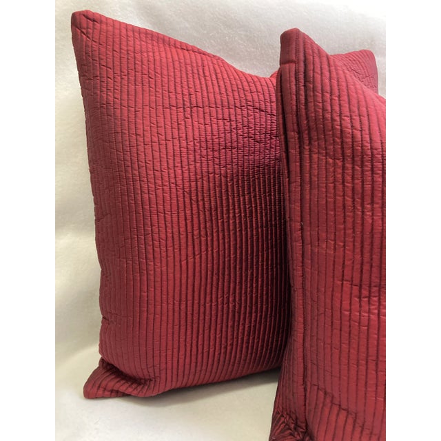 Modern Modern Fine Quilted Silk Pillow Covers- Set of 2 For Sale - Image 3 of 6
