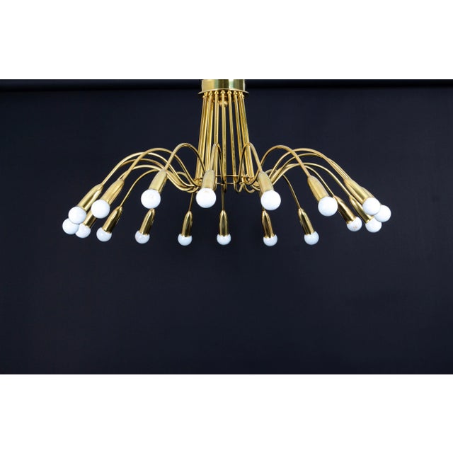 Large Chandelier in Brass in the style of Kaiser, Germany, 1960s For Sale - Image 6 of 7