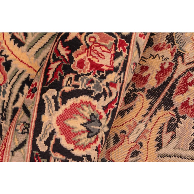 Textile Ikat Floral 1990's Pak-Persian Black/Red Wool Rug - 6'0'' X 9'5'' For Sale - Image 7 of 9