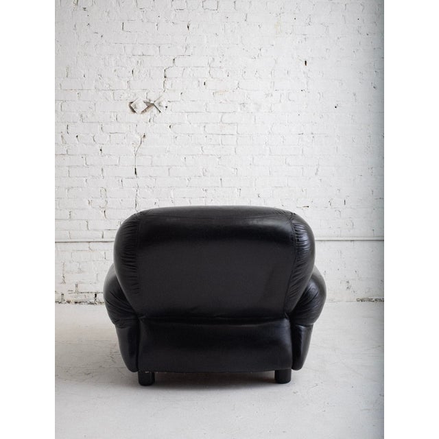 1970s Space Age Overstuffed Leather Lounge Chair For Sale - Image 5 of 13