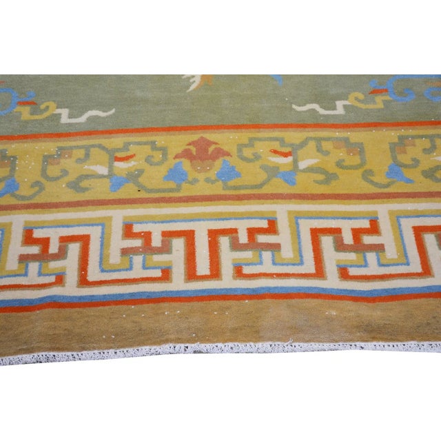 1960s Vintage Chinese Art Deco Hand Knotted Wool Rug, 10'10'' X 12'2'' For Sale - Image 5 of 6