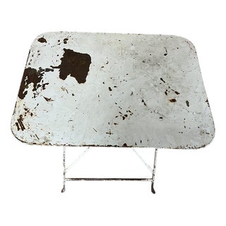 Vintage French White Rectangular Metal Folding Dining Table, 1950s For Sale