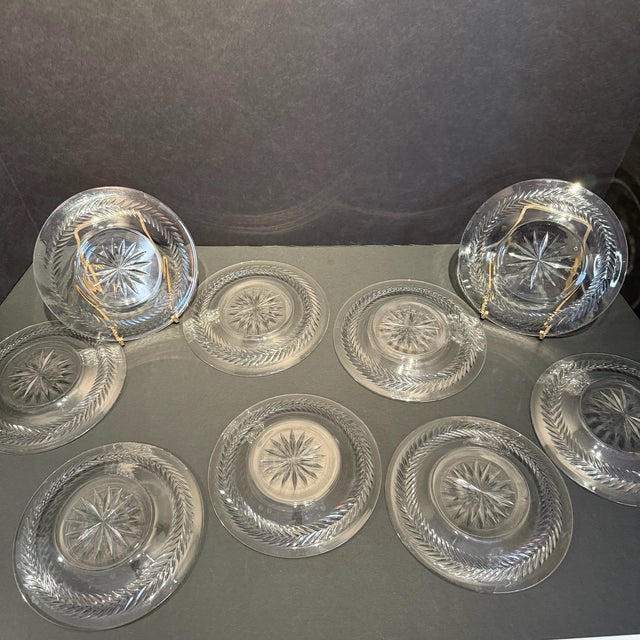Vintage Clear Cut Crystal Fruit Plate Set- 9 Pieces For Sale - Image 10 of 17