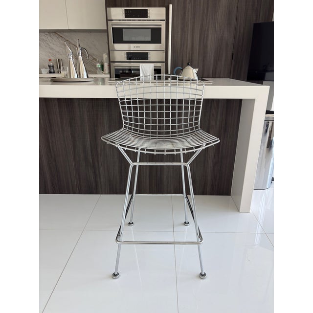 Harry Bertoia Bar Stools for Knoll | Polished Chrome | Set of 2 For Sale - Image 11 of 15