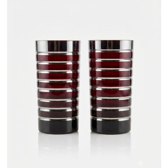 1960s Mid-Century Modern Ruby Cut-to-Clear Glassware Collection. Set of Six For Sale - Image 4 of 5