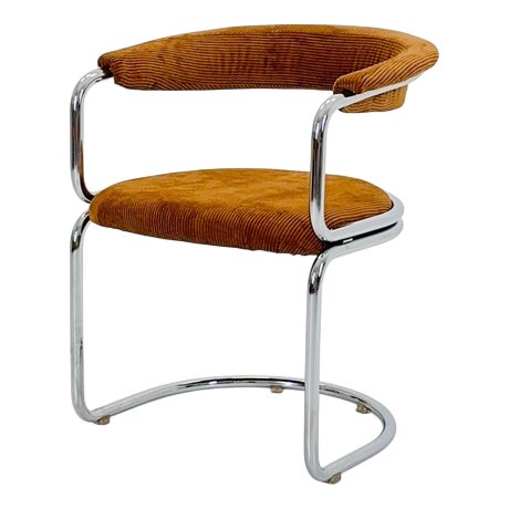 Mid-Century Modern Cognac Velvet Dining Chair by Giotto Stoppino, Italy, 1970s For Sale